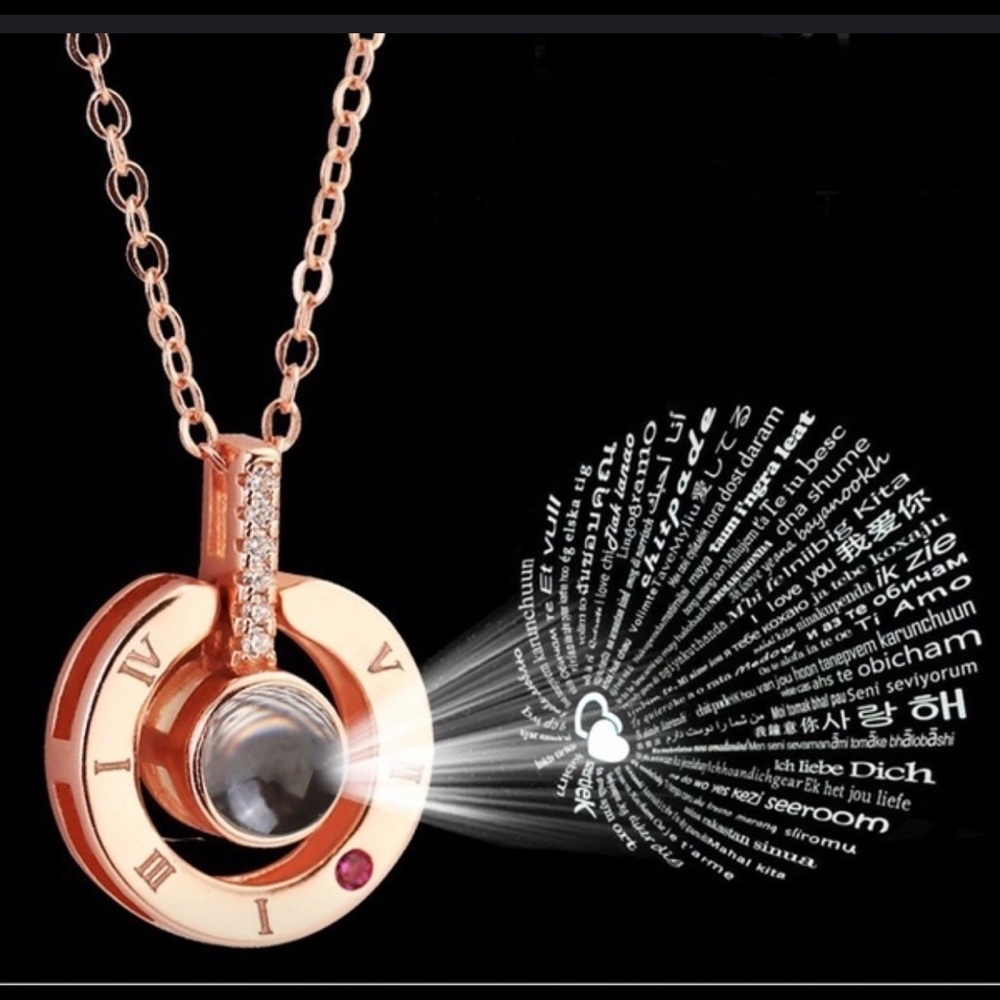 Rose Gold 100 Languages “I Love You” Necklace